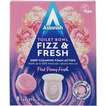 Astonish Pink Peony Fizz & Fresh Toilet Bowl Tablets - Deep Cleaning Foaming Formula - Removes Limescale, Calcium & Rust 8 Fresh Peony Scented Vegan Tablets