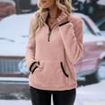 thumbnail image 2 of BDPORKAS Women's Casual Fall Long Sleeve Sherpa Fleece Sweatshirt Quarter Zip Pullover Jacket Coat with Pocket Warm Winter Clothes Pink L, 2 of 6
