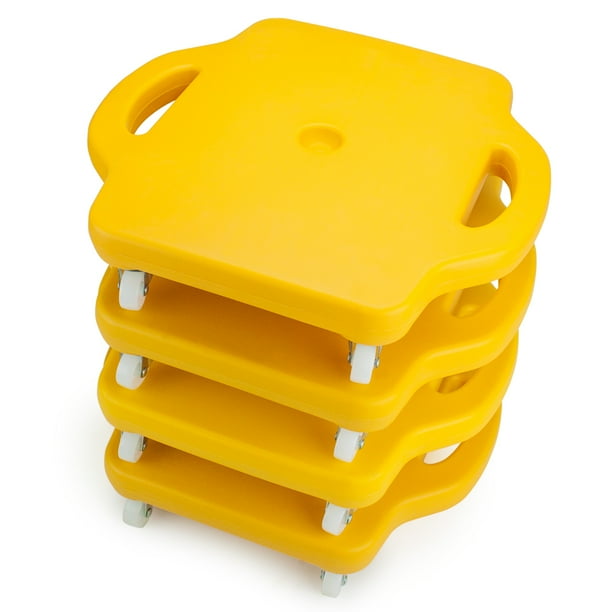 set of four large 16" gym class scooter boards with safety handles by k