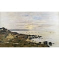 thumbnail image 2 of Boudin, Eugene 32x21 White Modern Wood Framed Museum Art Print Titled - Cliffs at Benerville, Sunset, 2 of 4