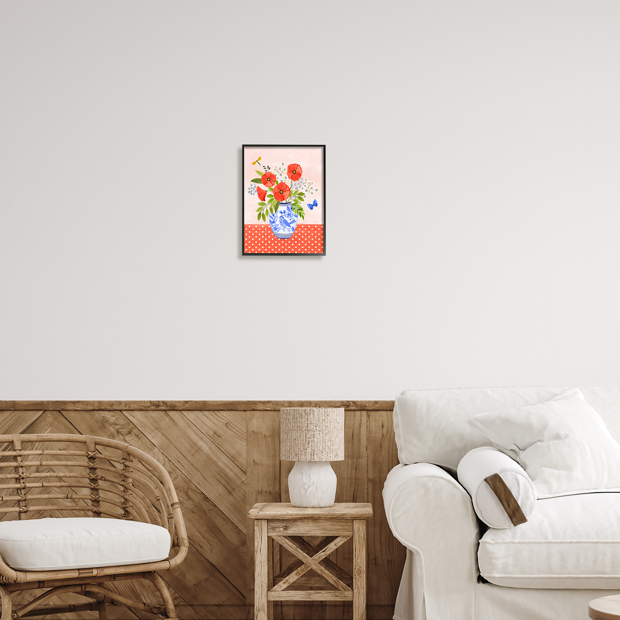 Stupell Industries Bright Bouquet on Polka Dots Botanical & Floral Painting Black Framed Art Print Wall Art, 11 x 14