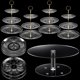 thumbnail image 1 of Juego de 9 soportes acrílicos para tartas que incluyen 4 unidades de 3 niveles, 4 bandejas redondas de postre y 1 soporte de pedestal para tartas, mesa de postre, soporte para cupcakes, 1 of 7