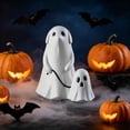 thumbnail image 4 of Liamobondopolis Whimsical Ghost Dog Resin Figurine with Leashed Mini Floral Ghost for Halloween Tabletop Fireplace Mantel Fall Seasonal Decor 6.1 In, 4 of 6