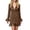 Coffee, variant on Lmueinov Plus Size Women's Mini Dress Suede Ruffle Long Sleeve Dress with Fringe Hem V-Neck Button Down Casual Outfit for Women