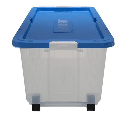 HART 200 Quart Latching Rolling Plastic Storage Bin Container, Clear, Set of 2