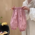 thumbnail image 3 of Tiijoy Girls Bloomers Ruffled High Waisted Baggy Lightweight Pants, Sizes 0-6M, Pink, 3 of 3
