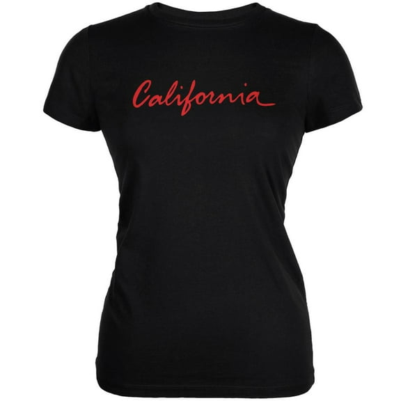 California License Plate Black Juniors Soft T-Shirt - X-Large