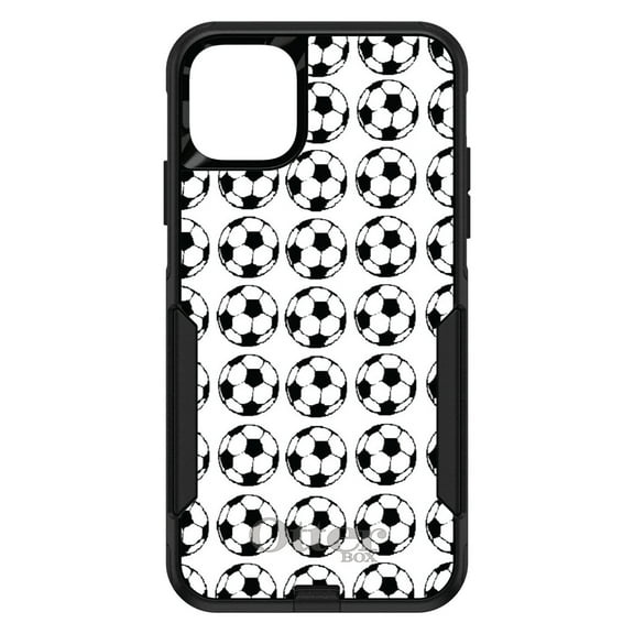 DistinctInk OtterBox Commuter Custom Case for Apple iPhone 15 (6.1" Screen) - Soccer Balls Drawing - Lightweight Grip