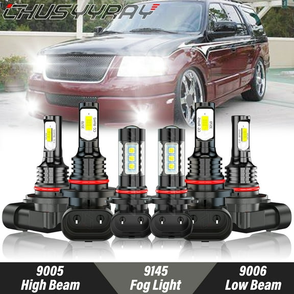 For Ford Expedition 2003-2006 6000K White 6X LED Headlight High Low Beam   Fog Light Bulbs Kit