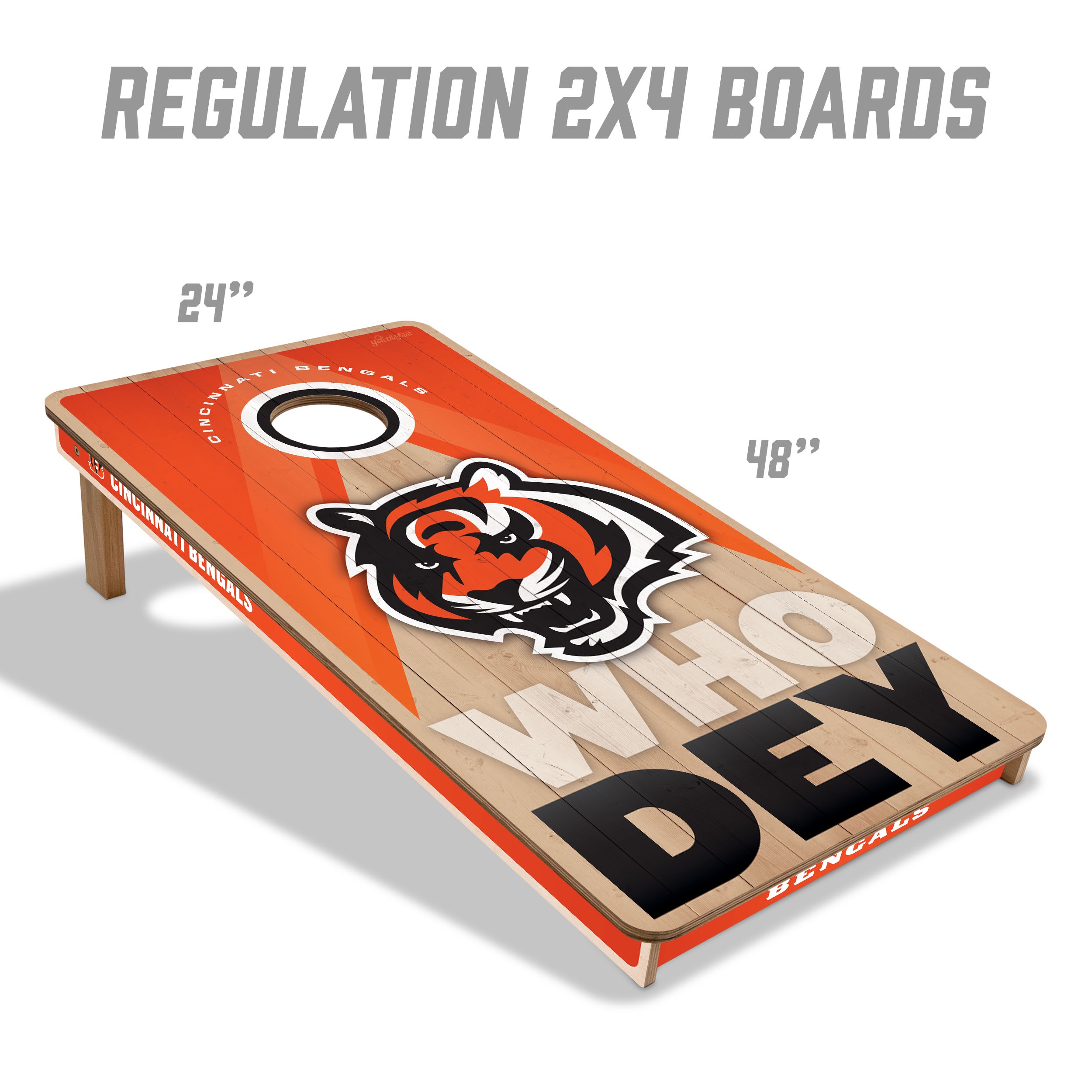 YouTheFan NFL Cincinnati Bengals 2x4 Slogan Series Cornhole