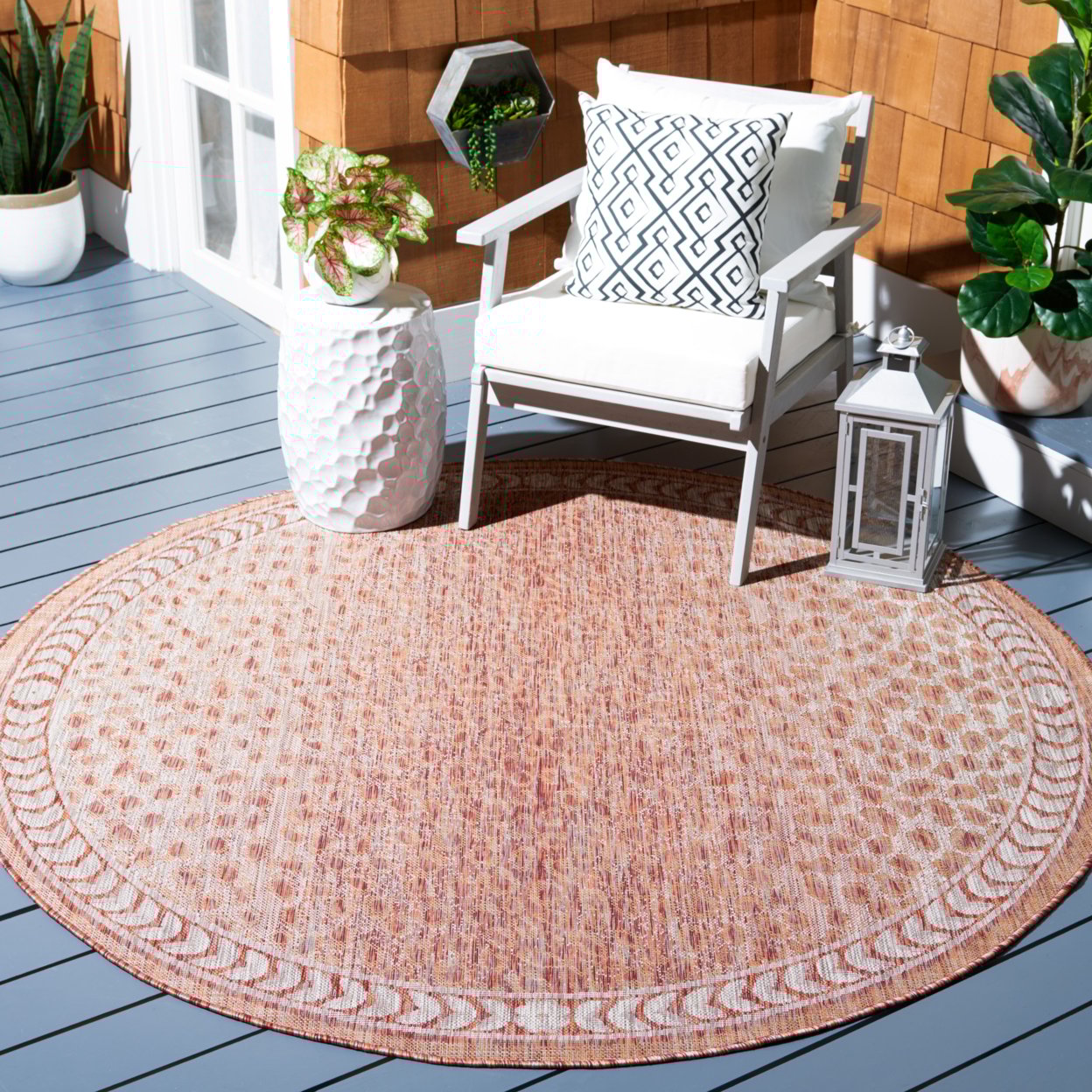 thumbnail image 2 of SAFAVIEH Courtyard Regent Animal Indoor/Outdoor Area Rug, Rust/Beige, 8' x 10', 2 of 8