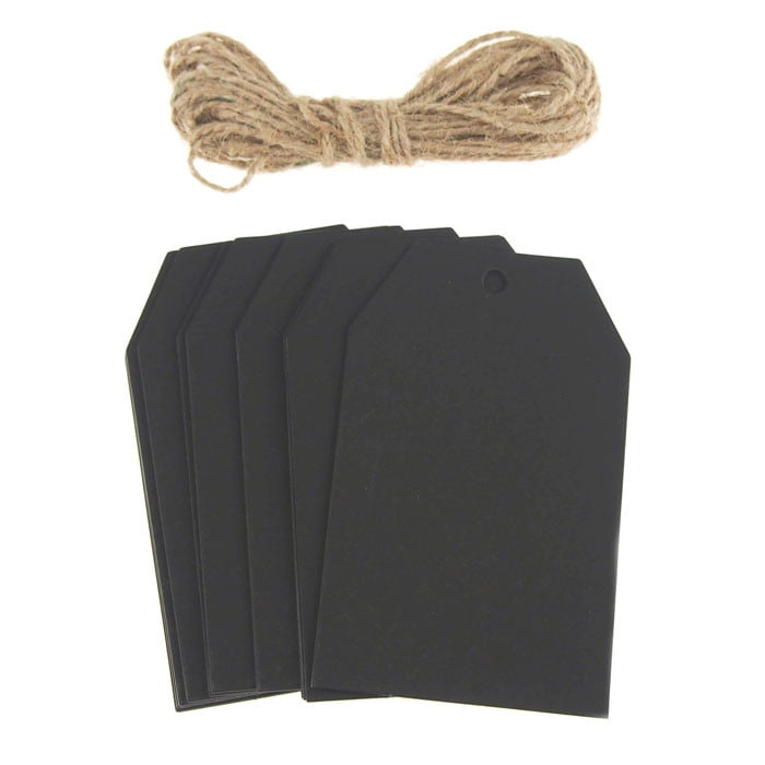 Rustic Wooden Chalkboard Blackboard Gift Tag Labels With Jute Tie Place Card 