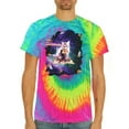 thumbnail image 2 of Wild Bobby, Galactic Pizza Space Cat Laser Eyes, Animal Lover, Tie-Dye Tees, Minty Rainbow, Large, 2 of 3