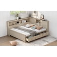 thumbnail image 4 of Full Size Wood Daybed with 3 Drawers & Storage Shelves, Antique White Milk Finish, 4 of 17