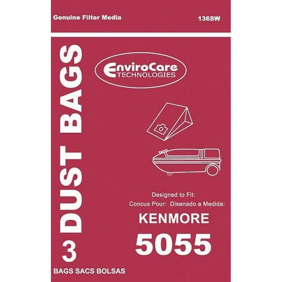 Kenmore Vacuum Bags 5055 3 Pack by Envirocare