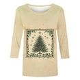 thumbnail image 4 of LEKWK Christmas Tree Shirts for Women 3/4 Sleeve Xmas Plus Size Tops Crew Neck Funny Dressy Casual Tee Shirts Holiday Party Crewneck Blouses Cute Graphic Tshirts, 4 of 5
