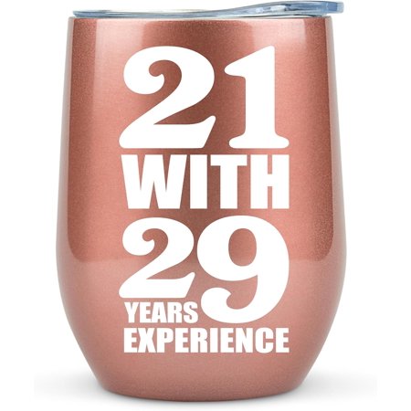 50th Birthday Gifts for Women Funny - 12 Ounce 21 with 29 years Experience Wine Glass 50th Birthday Gift for Her, 50 Year Old Gift, 1975 Birthday Gifts For Women Turning 50