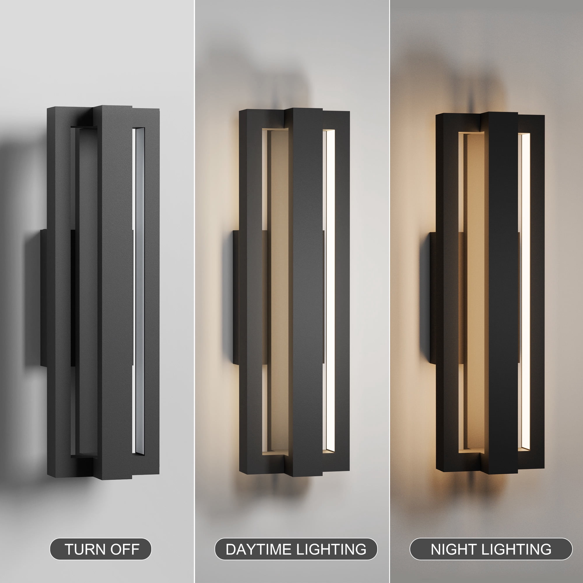 15" Modern Integrated LED Outdoor Wall Sconce, Matte Black Aluminum Waterproof Wall Light Fixture for Porch Entryway Garage Patio Hallway Decor