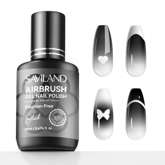 Esmalte de uñas en gel SAVILAND Plus Airbrush, 20 ml, negro, sin acetona