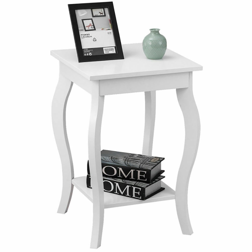 Finihen Round End Side Table, Sofa Couch Table with Storage Shelf, Accent Sofa End Side Table, for Small Spaces, Living Room, Bedroom, White Finihen Round End Side Table, Sofa Couch Table with Storage Shelf, Accent Sofa End Side Table, for Small Spaces, Living Room, Bedroom, White