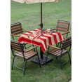 thumbnail image 4 of Outdoor Tablecloth with Umbrella Hole for Patio/Picnic/Party/Camping, Thin Red Lines Waterproof Table Cloth Square Cover Washable, Patriotic Bow Vintage Distressed Striped (60"x 60"), 4 of 9