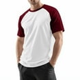 thumbnail image 3 of Nestiefly Mens Crewneck Shirts Basic Short Sleeve Raglan Sleeve Retro Beach Pullover Soft Outdoor Tops Deep Red 2XL, 3 of 6