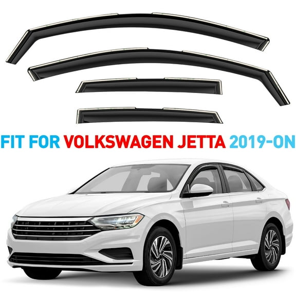 GrandWheel Co Window Deflectors Smoke Tinted In-channel Side Window Vent Visor Deflectors Rain Guards Compatible with Volkswagen (VW) Jetta 2019-2026 - 4 pcs. GW0967