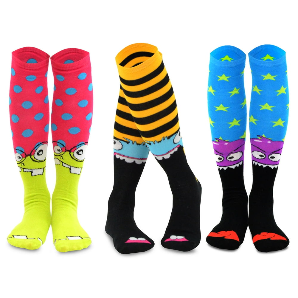TeeHee Socks TeeHee Novelty Cotton Knee High Fun Socks 3Pack for