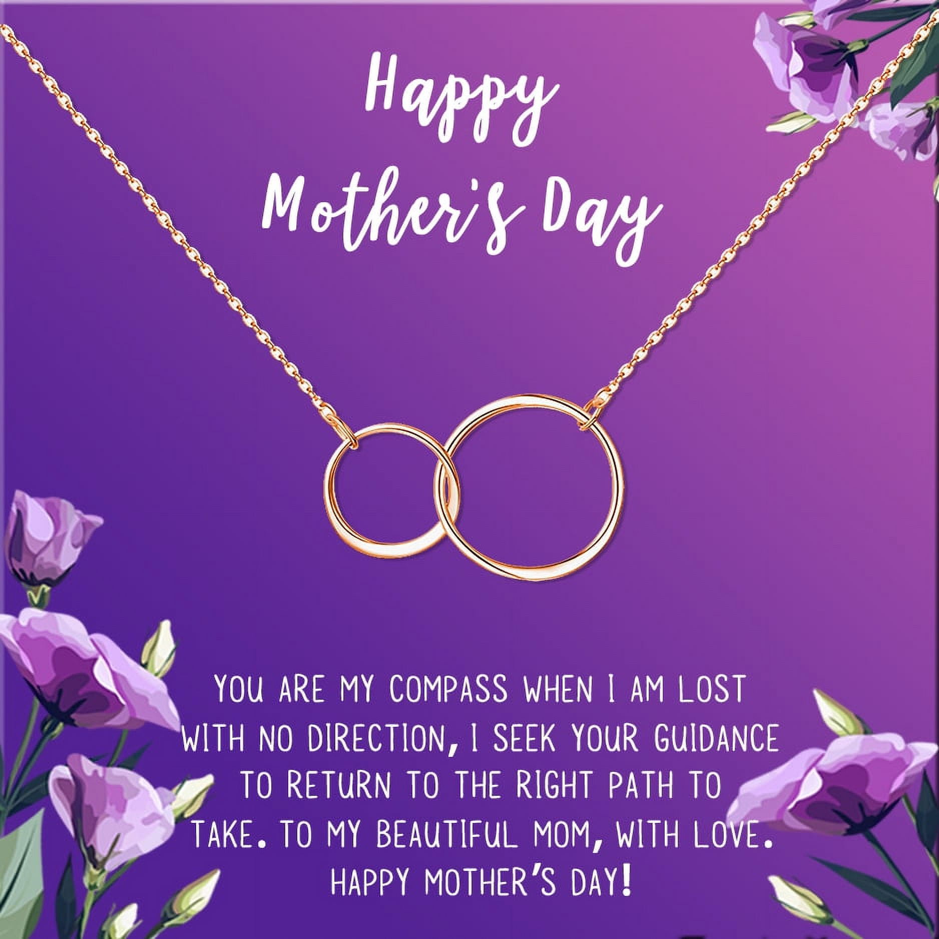 Mother's Day Gift Box Necklace for Mom, Gift Box for Her, Mother's Day Jewelry for Her, Stainless Steel Necklace for Mom, Necklace and Card [Rose Gold Infinity Ring, 18" Chain]