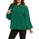 thumbnail image 1 of Blusa de talla grande para mujer, corbata de cuello, manga larga, encaje, camisas casuales CACAGOO Cárdigan de mujer, 1 of 7