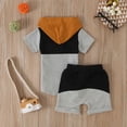 thumbnail image 4 of FhsagQ Tenues Garçons Tenues d'Hiver Taille 8 Noël Garçons Filles Été Confortables Patchwork Coloré Col Rond à Capuche Manches Courtes Hauts Shorts Ensemble 2 Pcs Vêtements Enfants Noir 6-12 Mois, 4 of 9