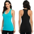 thumbnail image 4 of Women's Racerback Tank Tops Cotton Wide Strap Yoga Workout Undershirt Pack of 2, 4 of 7