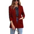 thumbnail image 3 of Gomelly Women Outwear Long Sleeve Business Jackets Casual Blazer Ladies Office Coat Cardigan Jacket Claret S, 3 of 5