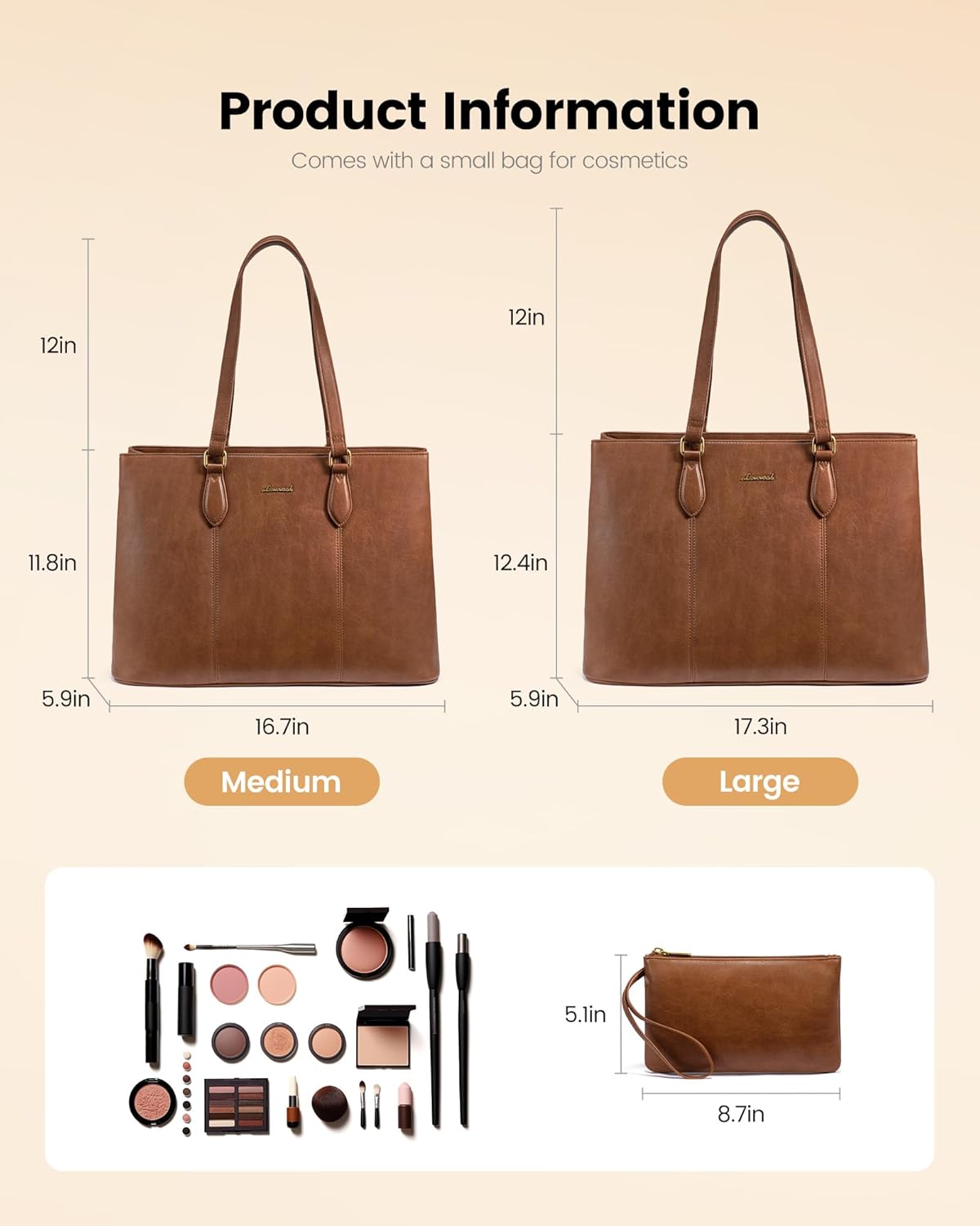 LOVEVOOK Laptop Tote Bag for Women,Work Tote with Wristlet,PU Leather Computer Bag for Teacher,Office, Daily
