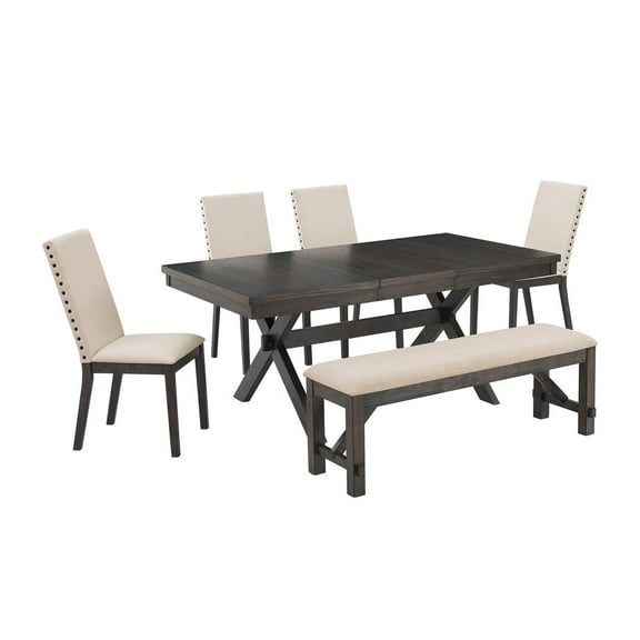 Crosley Furniture Hayden 6-piece Farmhouse Wood Dining Set in Slate/Cream