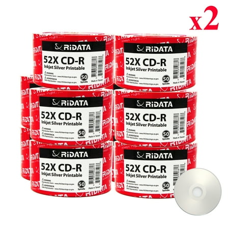 1000 Pack Ridata CD-R 52X 700MB 80Min Silver Inkjet Hub Printable Blank Media Recordable Disc