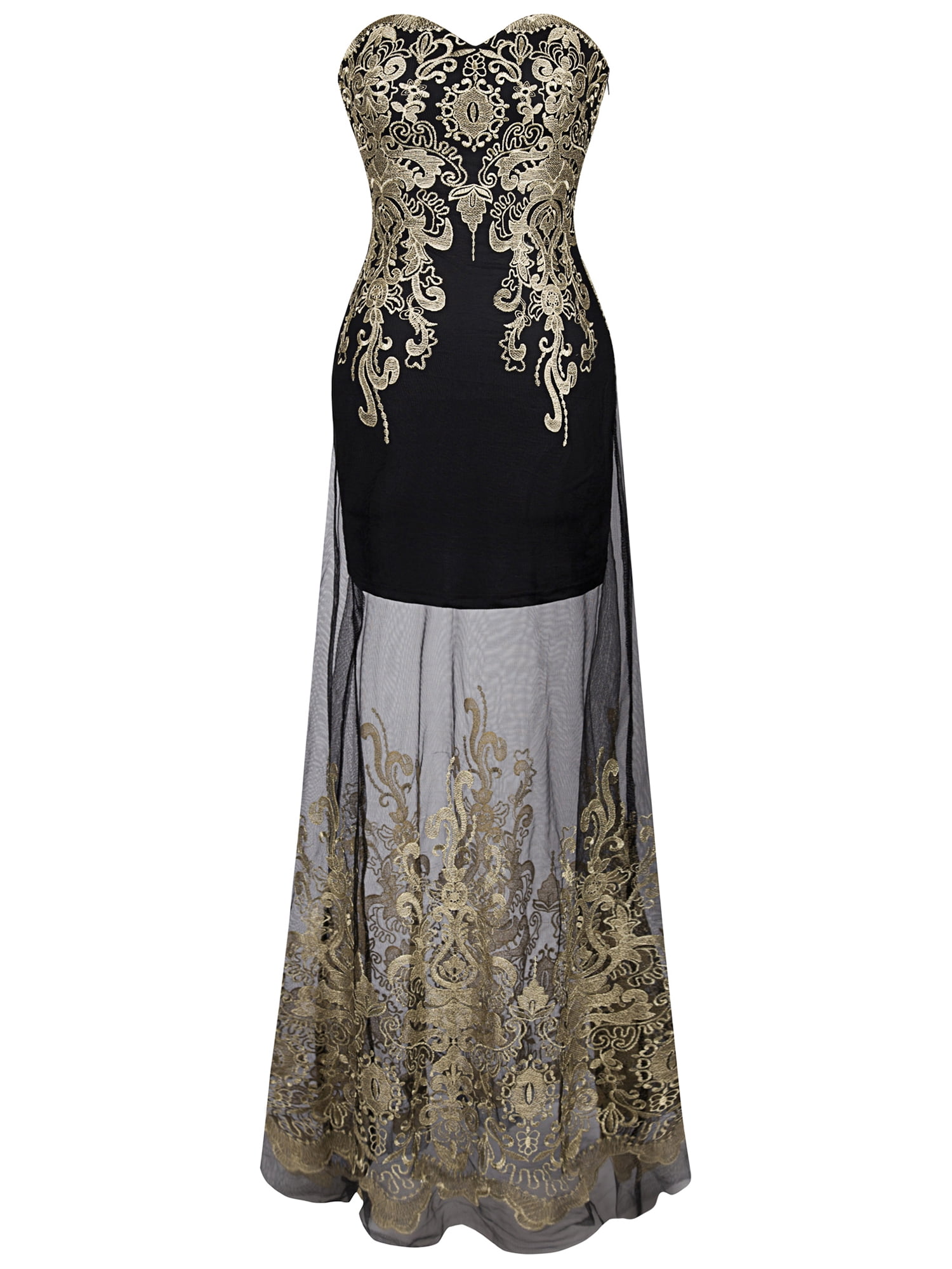 Angel Fashions Angelfashions Women's Sweetheart Floral Embroidery