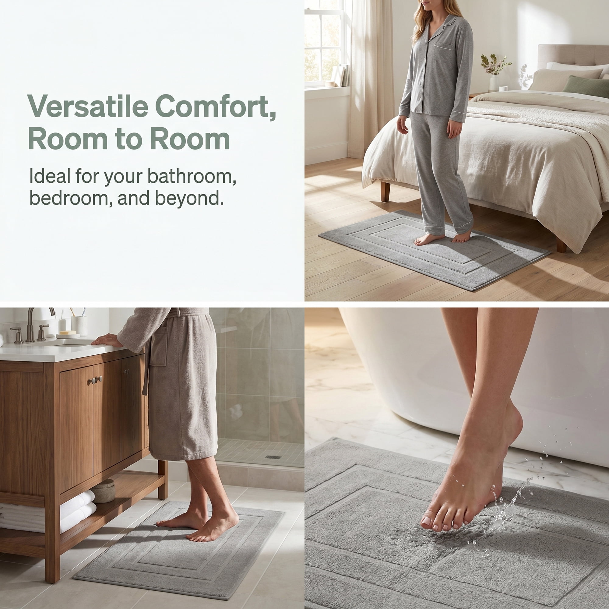 Unique Bargains Cotton Ultra Absorbent Quick Dry Washable Towel Bath Mat Grey