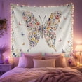 thumbnail image 2 of Colorful Floral Butterfly Tapestry Wall Hanging, 2 of 7