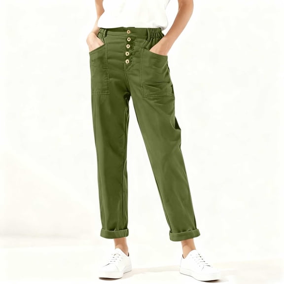 Juslio Womens Pants High Waist with Pockets Casual Comfortable Straight Pants
