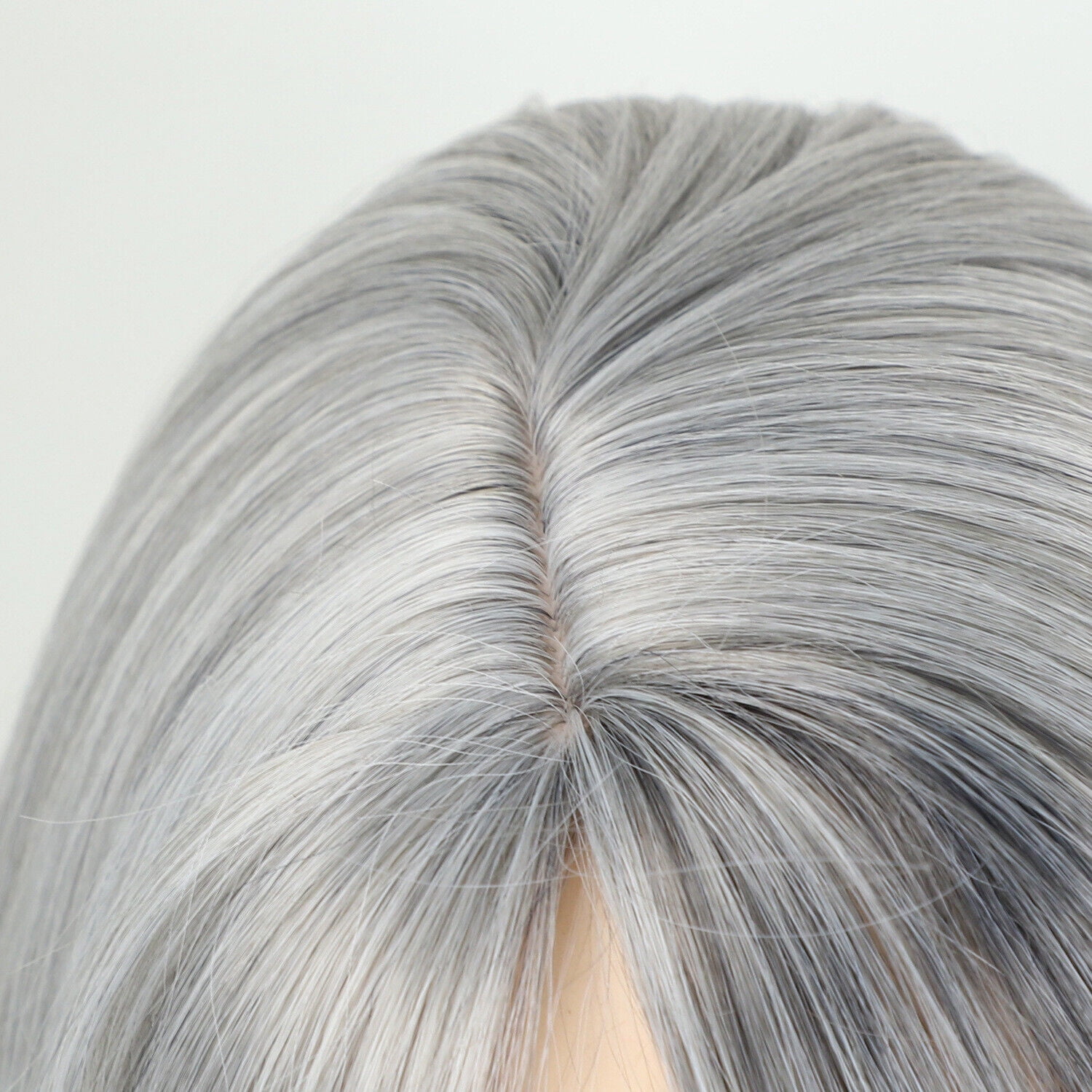 Long Gray Curly Wig with Side Bangs Medium Length Synthetic Hairpiece for Women