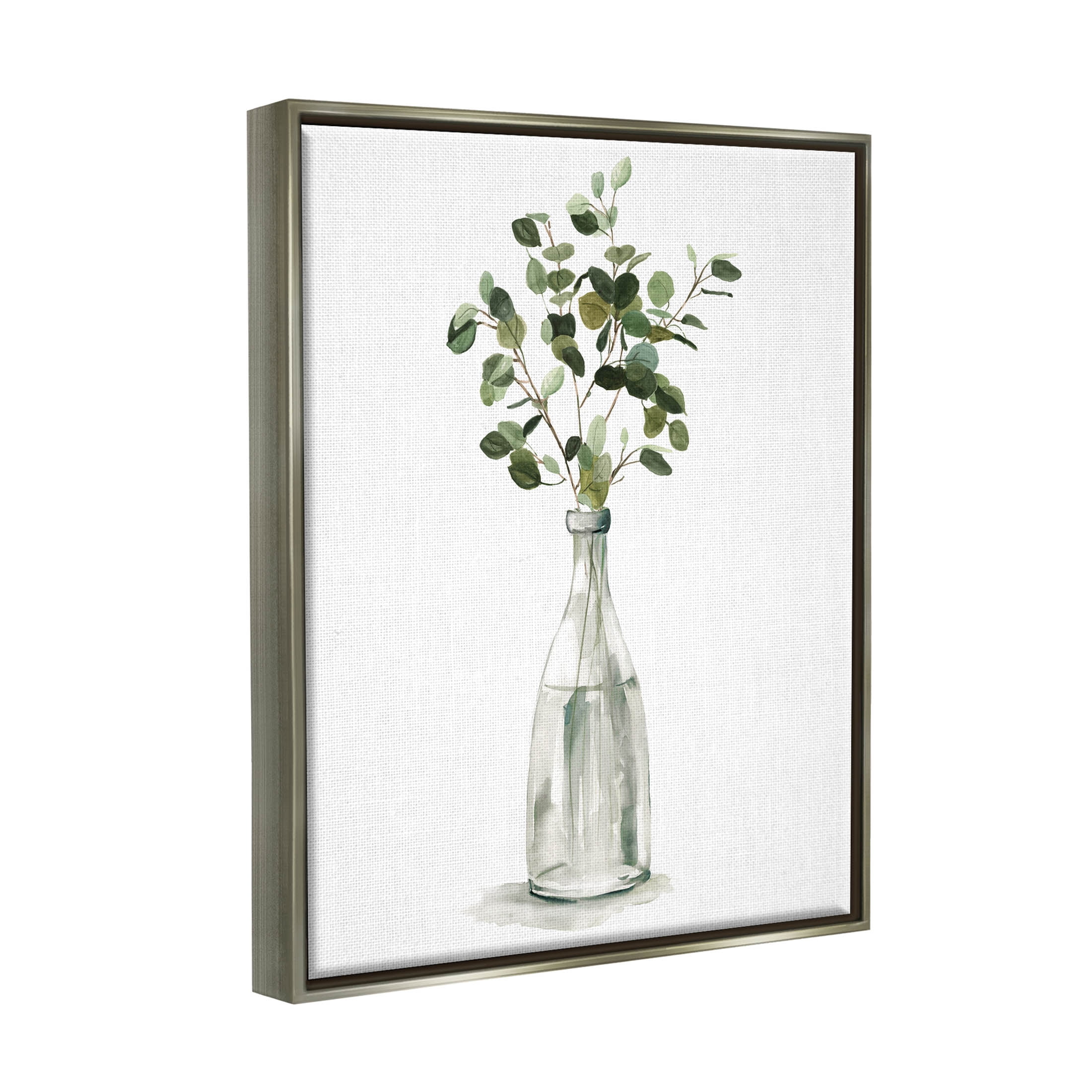 Eucalyptus Herbs Bottle Vase Botanical & Floral Graphic Art Luster Gray Framed Art Print Wall Art