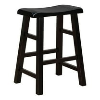 eHemco Heavy-Duty Solid Wood Saddle Seat Kitchen Counter Height Barstools, 24 Inch, Black