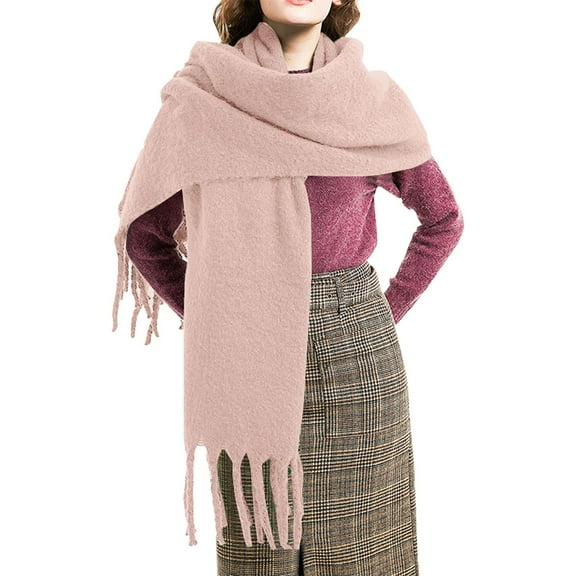 ZSQDM Autumn and Winter New Coarse Fringed Circle Sand Solid Color Scarf for Women and Men Thickened Shawl Women beanie Party Hats Scarf ,Hat,& Gloves Caps