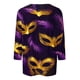 thumbnail image 4 of RKSTN Mardi Gras 3/4 Sleeve T Shirts for Women Top Oversized Crewneck Carnival Mask Print 3/4 Length Sleeve Shirt Womens Casual Round Neck Mask Tuesday Carnival Party Three Quarter Sleeve Tee Shirt, 4 of 5