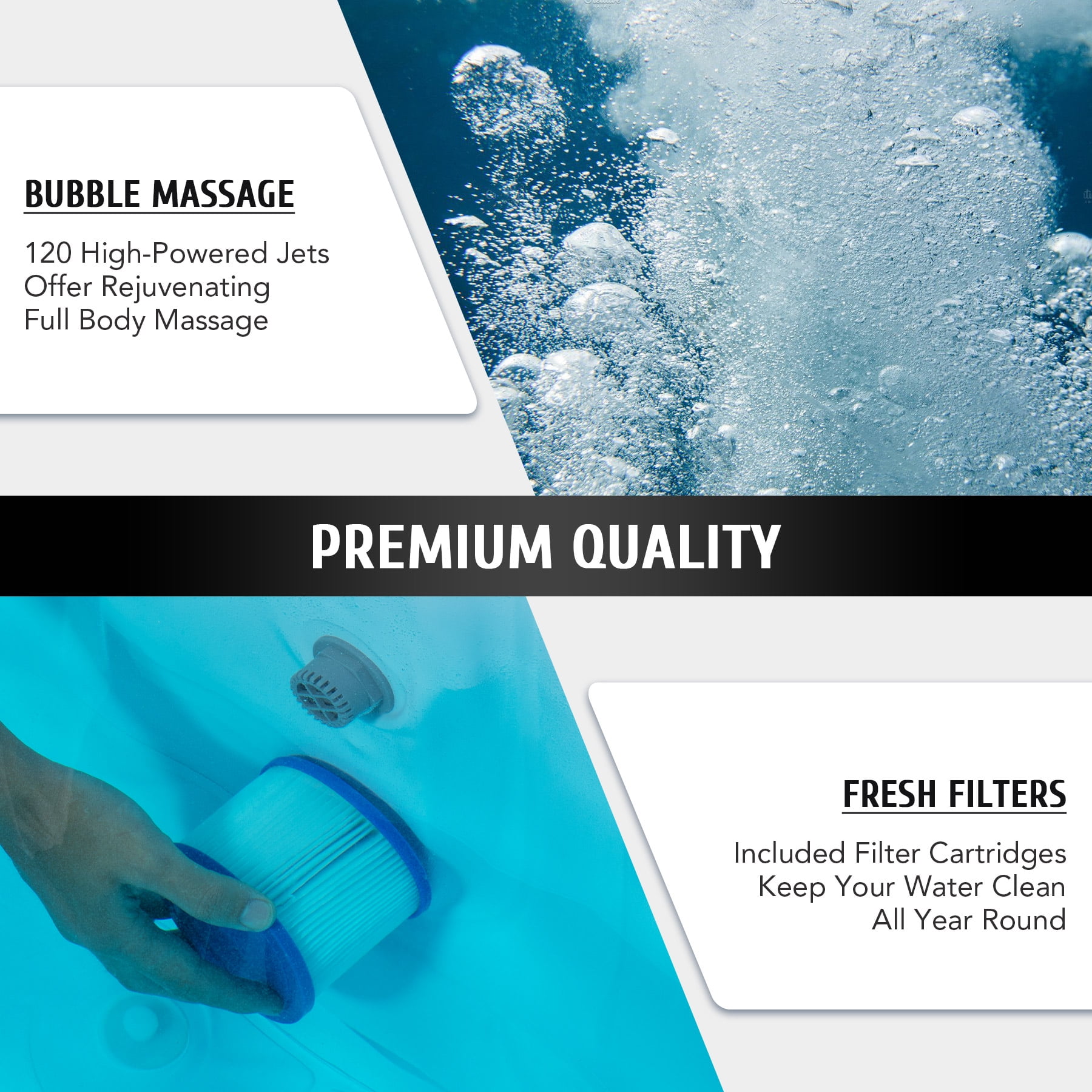 CO-Z 2-4 Person Inflatable Hot Tub Pool 5ft with Energy Efficient Spa Cover, Massage Jets and All Accessories Teal