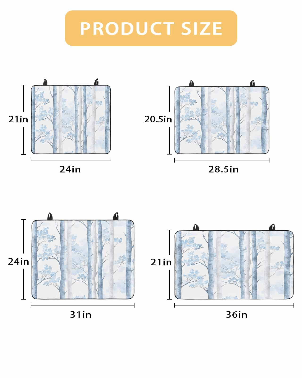 nqOlkjepod Large Induction Cooktop Protector Mat 36"x21", Blue Grey Branches Stove Top Covers for Electric Stove, Vintage Blue Forest Gray Decorative Stove Burner Cover Mats, Glass Top Stove Cover