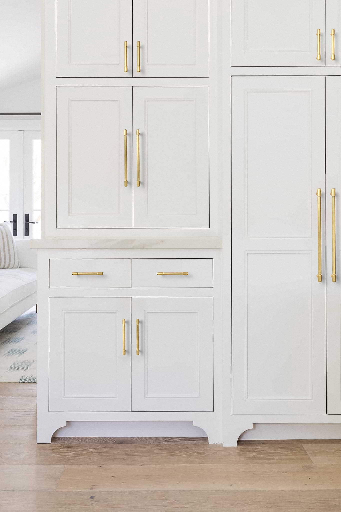 Goo-Ki 12 Pack 10'' Hole Center Brushed Brass Kitchen Cabinet Pulls, Modern Drawer Handles Closet Classic Kitchen Hardware for Bedroom