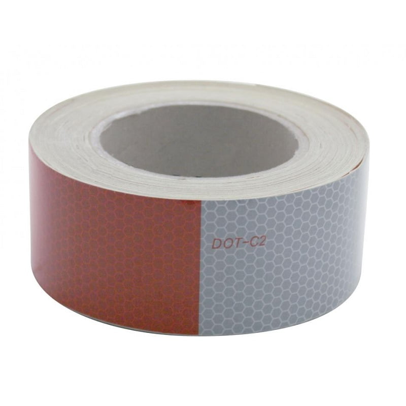 2"x150' Dot-C2 PREMIUM Reflective Red and White Conspicuity Tape Trailer 1 Roll~