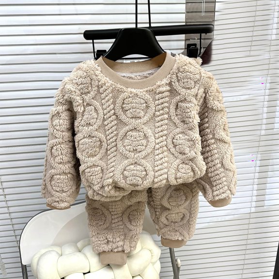 Wancir Girl's Two Piece Outfits Kids Toddler Baby Girls Boys Autumn Winter Striped Cartoon Cotton Baby Outfits with